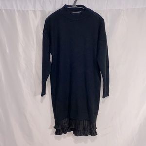 NEW Black long sleeve sweater dress with velvet ruffles on bottom